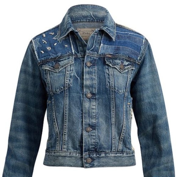 Polo‎ Ralph Lauren Patchwork Stars Stripes America Denim Trucker Relaxed Jacket - Picture 3 of 11